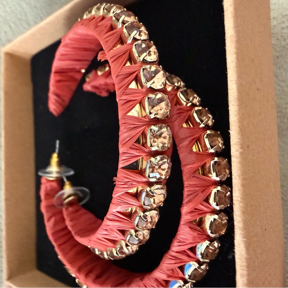 Elegant Gold and Red Hoop Earrings